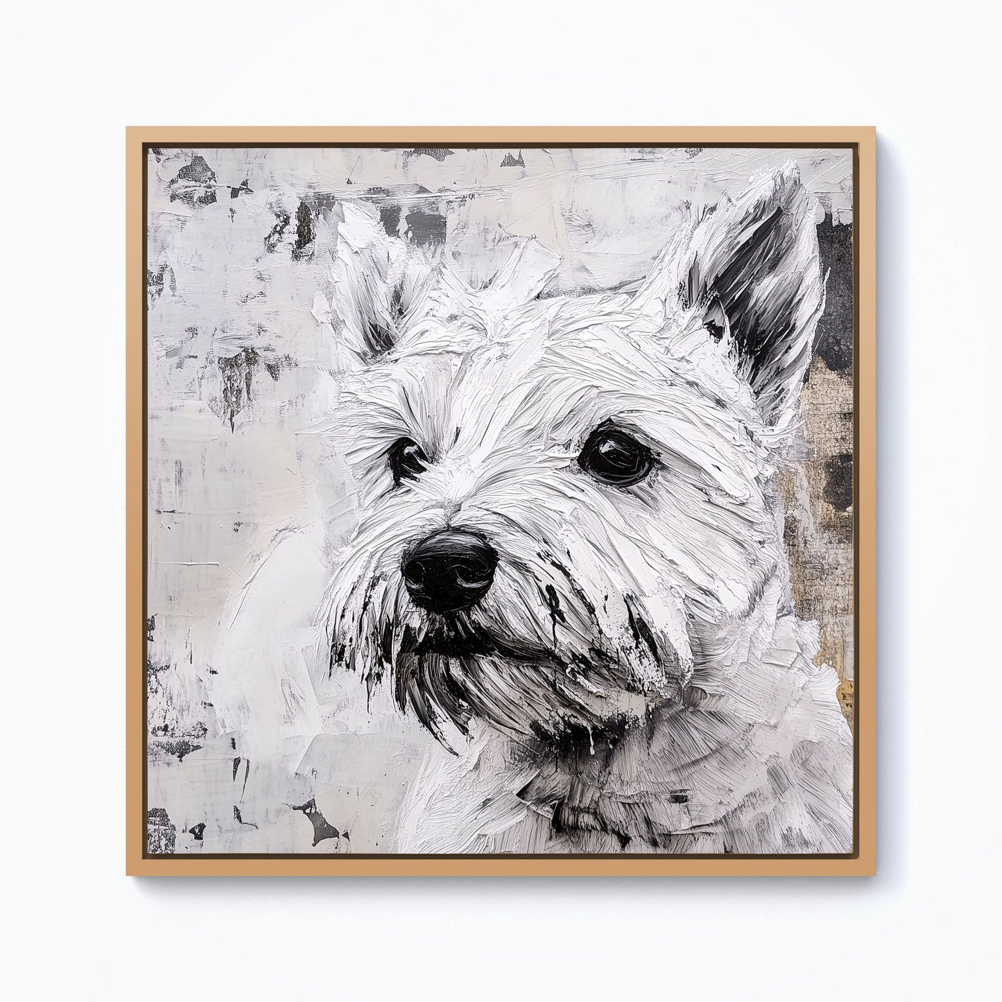 Banksy Inspired Thoughtful West Highland Terrier Framed Canvas