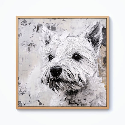 Banksy Inspired Thoughtful West Highland Terrier Framed Canvas