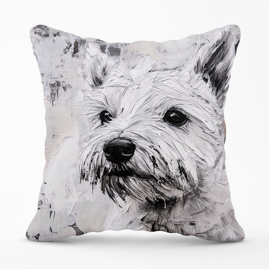 Banksy Inspired Thoughtful West Highland Terrier Cushions