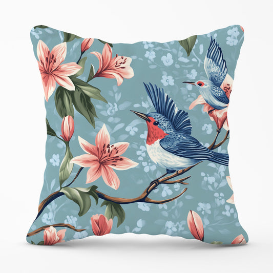 Birds On A Branch, Amongst The Lillies Cushions