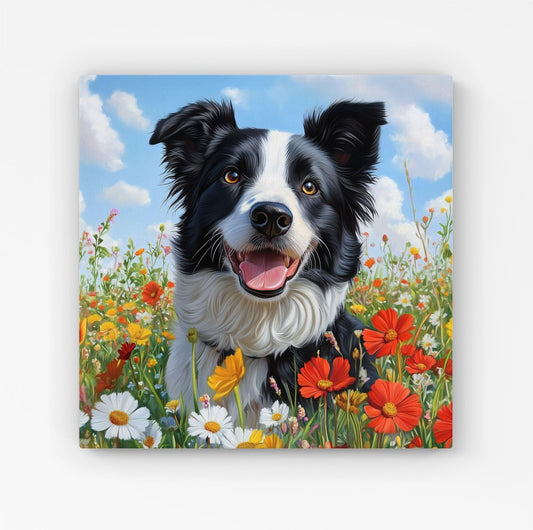 Border Collie Enjoying A Summer Meadow Canvas
