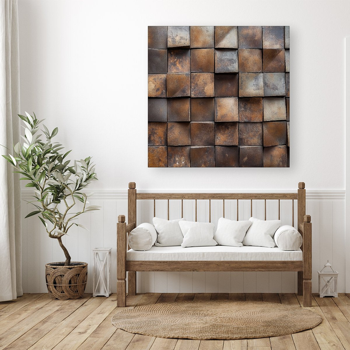 Brown Square Brick Design Canvas