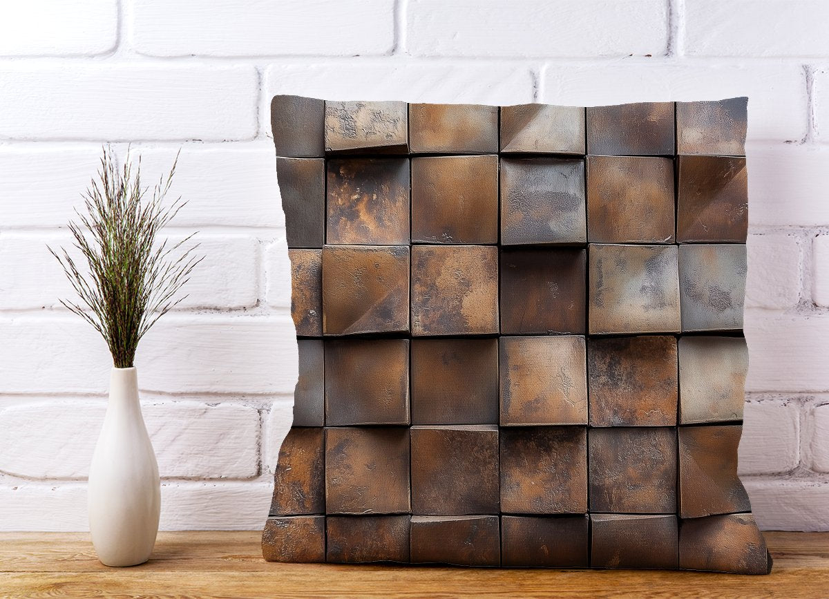 Brown Square Brick Design Cushions