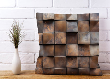 Brown Square Brick Design Cushions