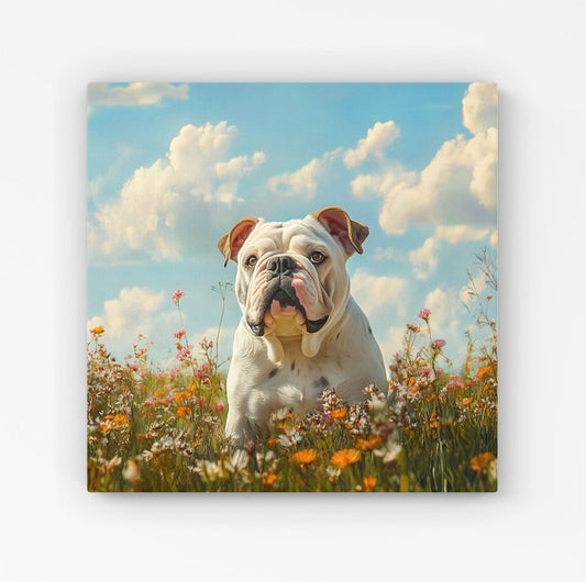 Bulldog Enjoying A Summer Meadow Canvas