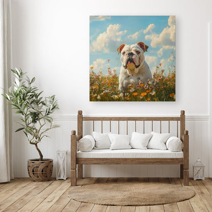 Bulldog Enjoying A Summer Meadow Canvas