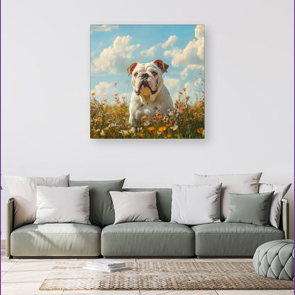 Bulldog Enjoying A Summer Meadow Canvas