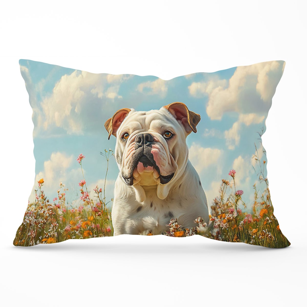 Bulldog Enjoying A Summer Meadow Cushions