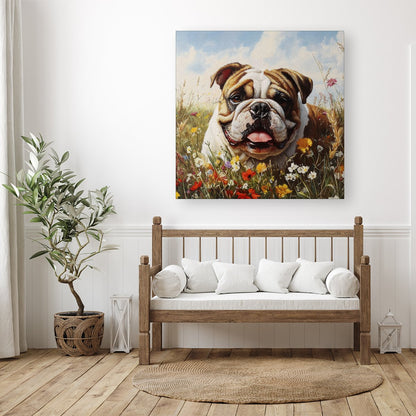 Bulldog In The Summer Meadow Canvas