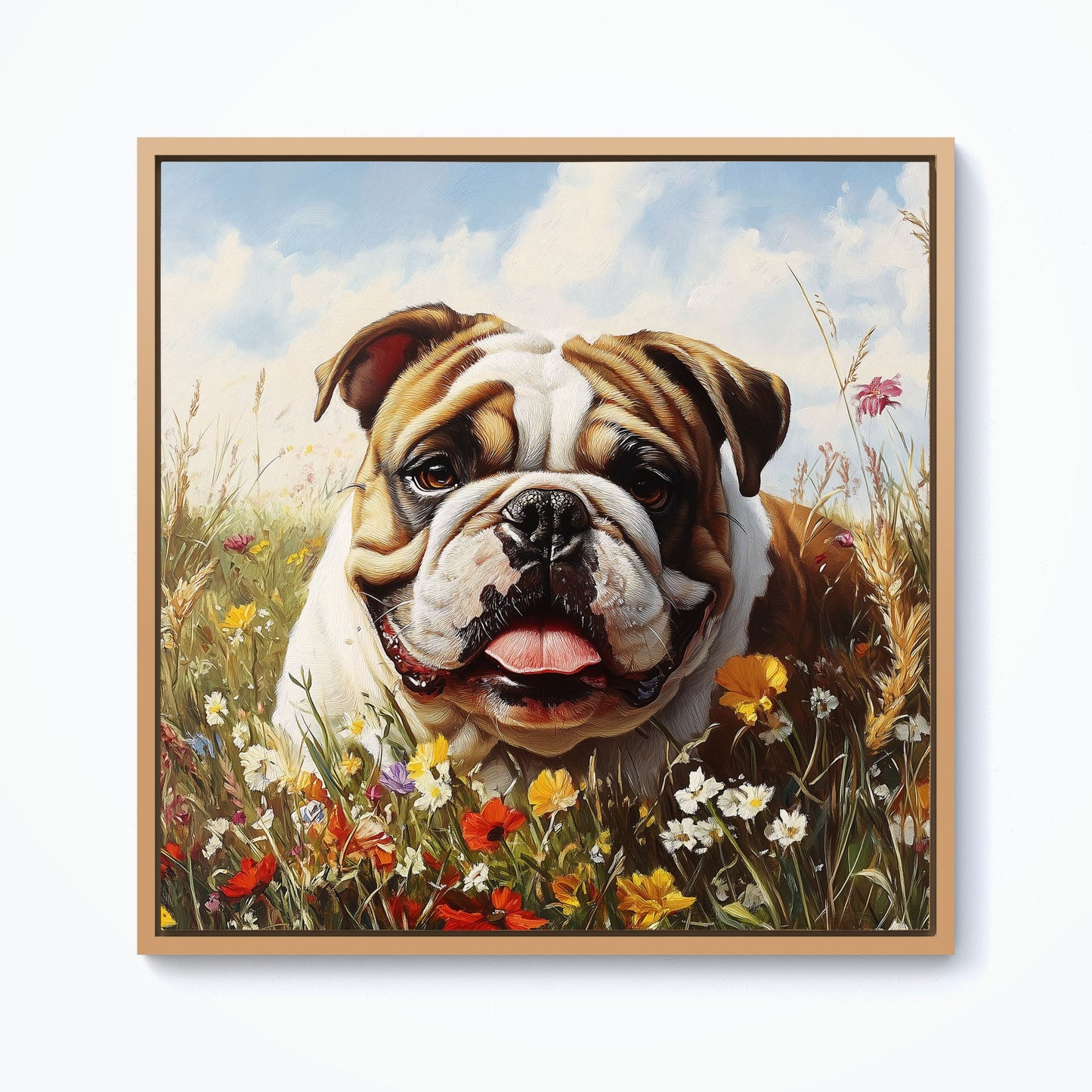 Bulldog In The Summer Meadow Framed Canvas