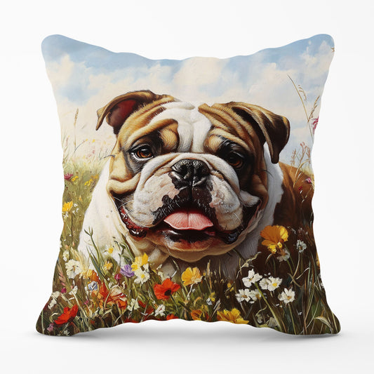 Bulldog In The Summer Meadow Cushions
