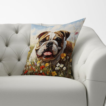Bulldog In The Summer Meadow Cushions