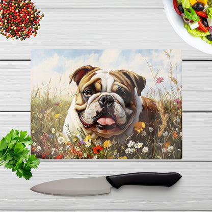 Bulldog In The Summer Meadow Chopping Board