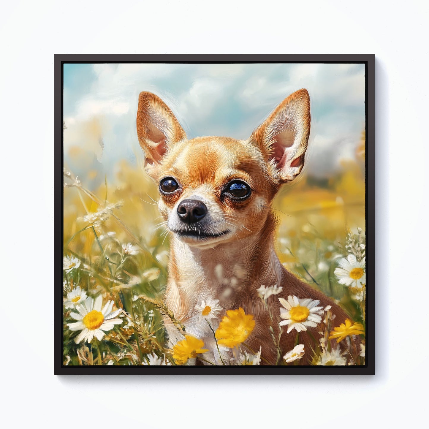 Chihuahua In A Summer Meadow  Framed Canvas