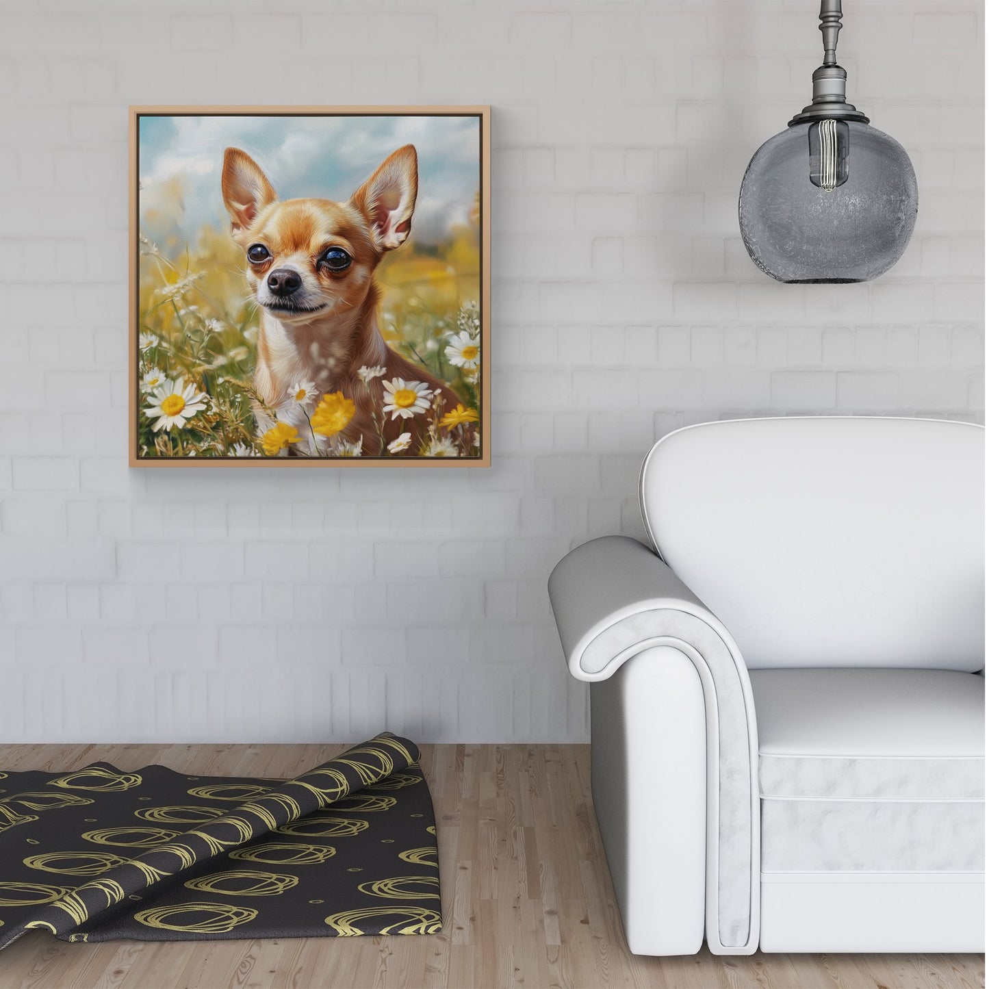 Chihuahua In A Summer Meadow  Framed Canvas