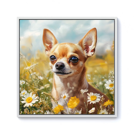Chihuahua In A Summer Meadow  Framed Canvas
