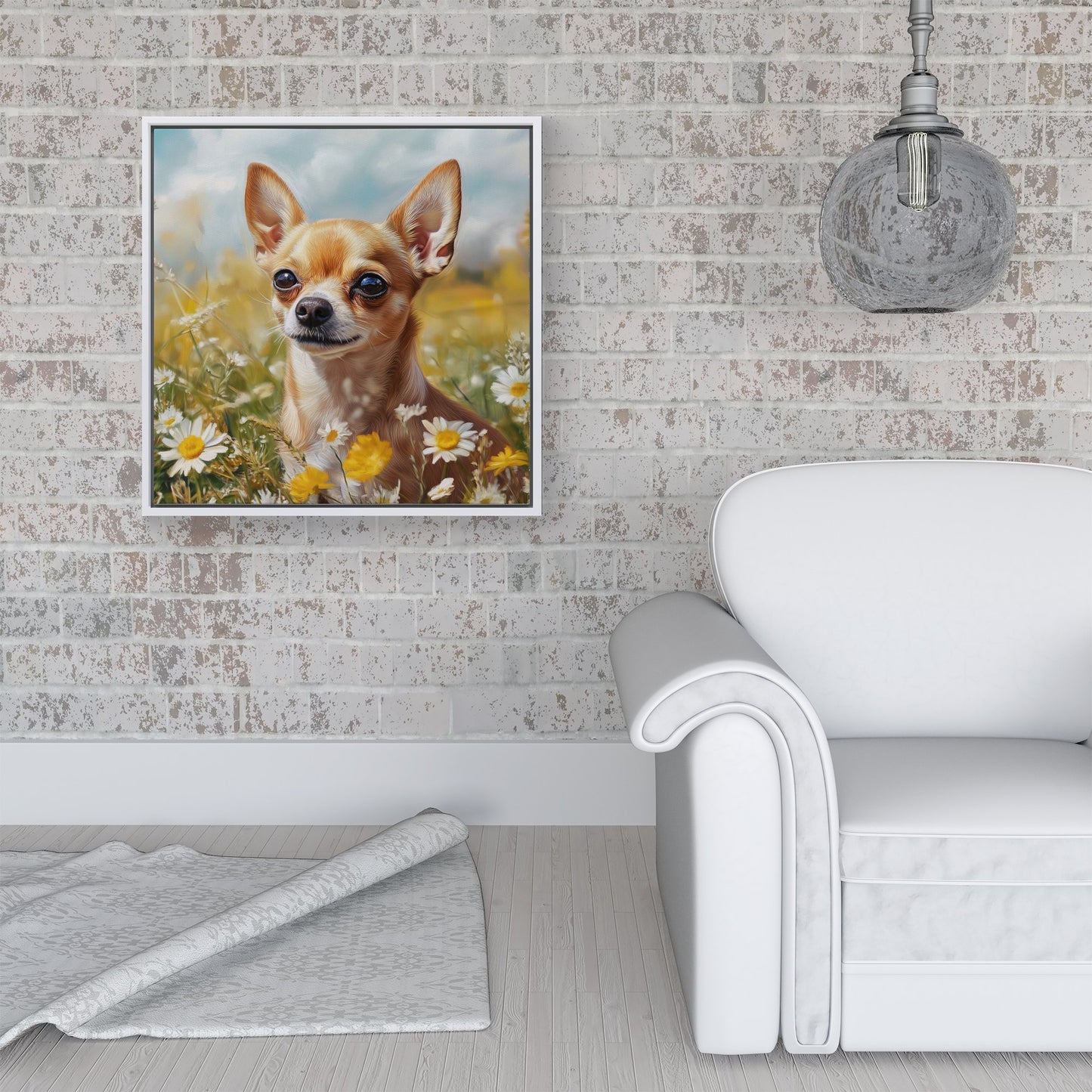 Chihuahua In A Summer Meadow  Framed Canvas