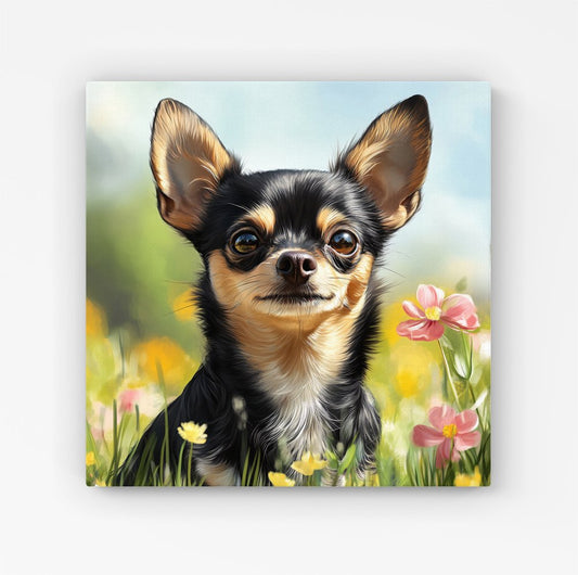 Chihuahua Enjoying A Summer Meadow Canvas