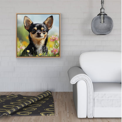 Chihuahua Enjoying A Summer Meadow Framed Canvas