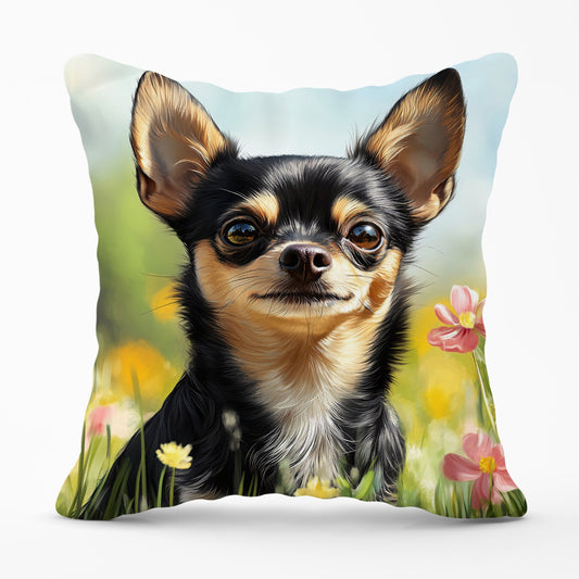 Chihuahua Enjoying A Summer Meadow Cushions