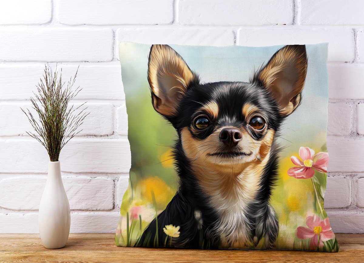 Chihuahua Enjoying A Summer Meadow Cushions