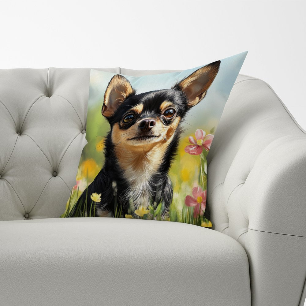 Chihuahua Enjoying A Summer Meadow Cushions