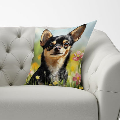 Chihuahua Enjoying A Summer Meadow Cushions