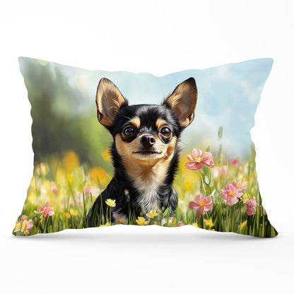 Chihuahua Enjoying A Summer Meadow Cushions