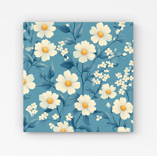 Blue And White Spring Daisies Canvas