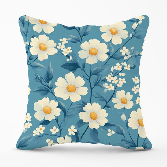 Blue And White Spring Daisies Cushions