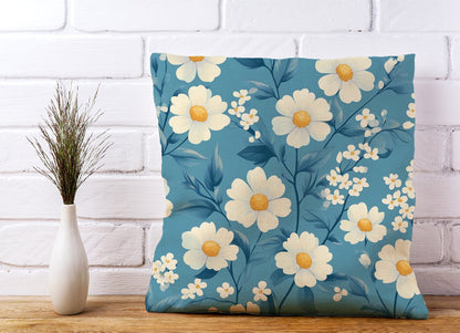 Blue And White Spring Daisies Cushions