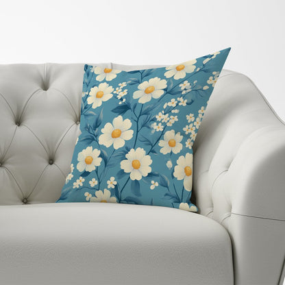 Blue And White Spring Daisies Cushions
