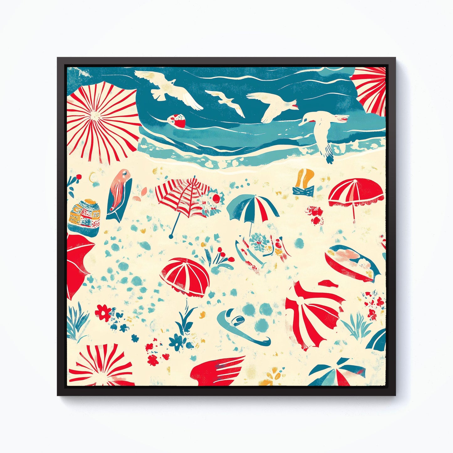 A Day At The Beach Framed Canvas