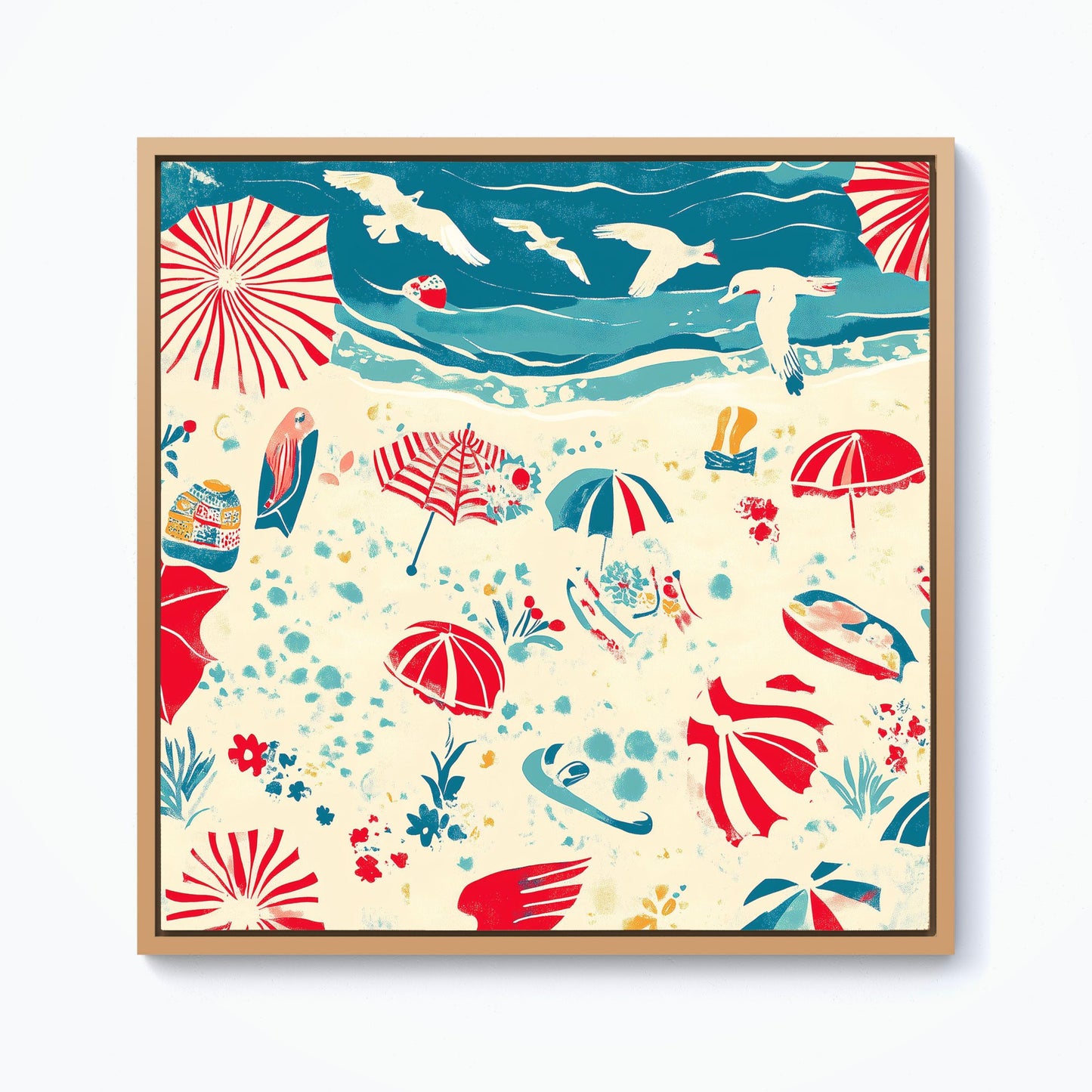 A Day At The Beach Framed Canvas