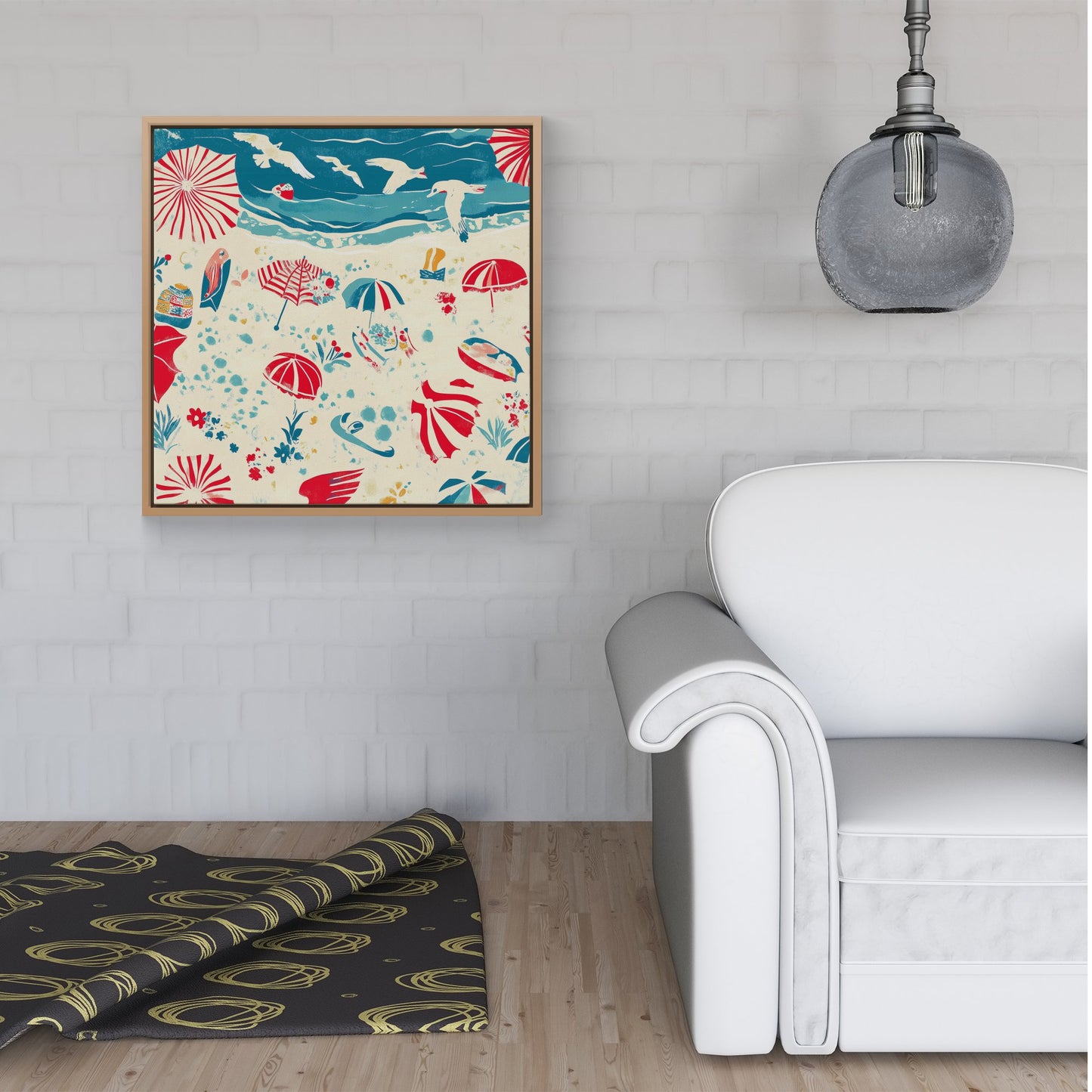 A Day At The Beach Framed Canvas