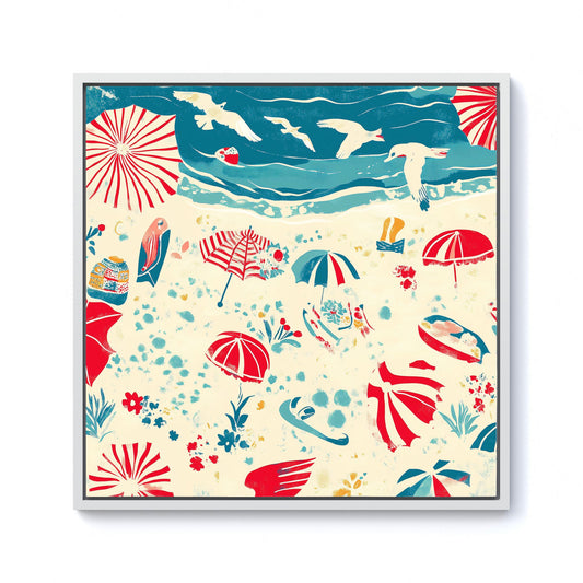 A Day At The Beach Framed Canvas