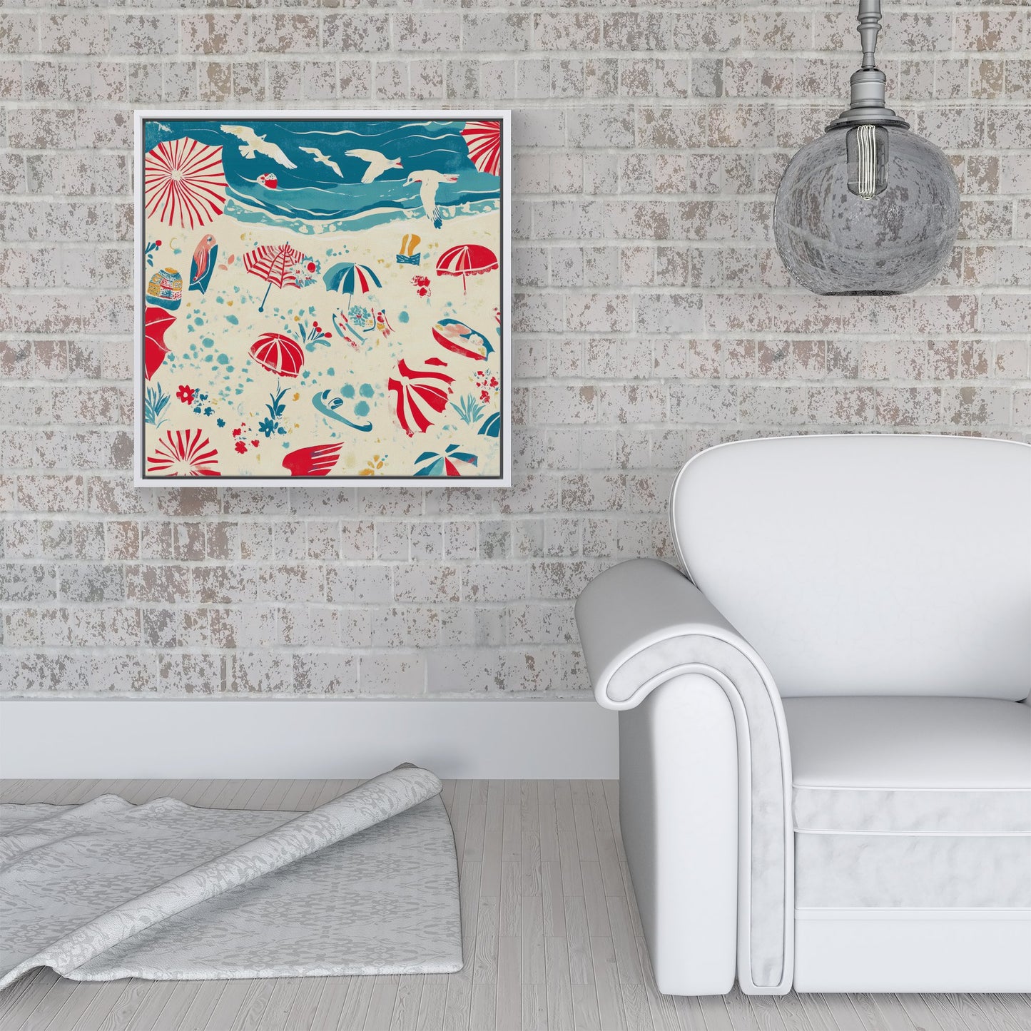 A Day At The Beach Framed Canvas