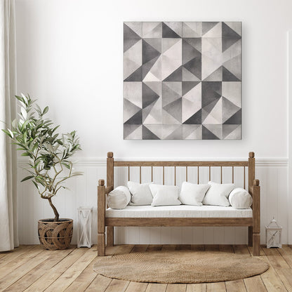 Dove Grey Geometric Pattern Canvas