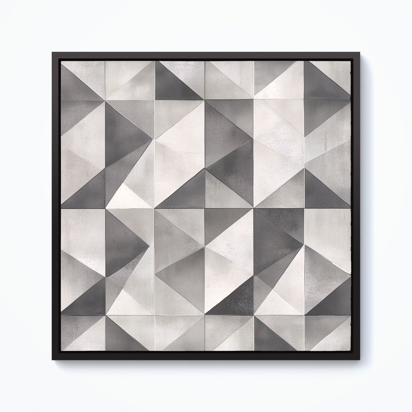 Dove Grey Geometric Pattern Framed Canvas