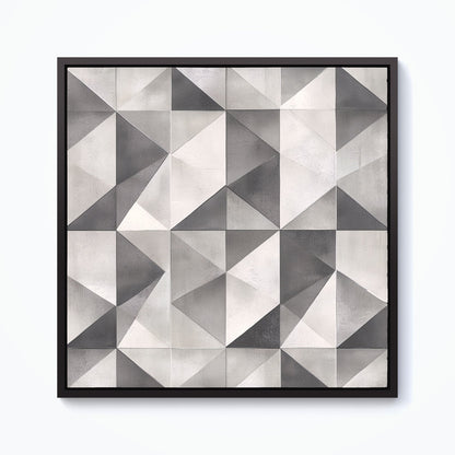 Dove Grey Geometric Pattern Framed Canvas