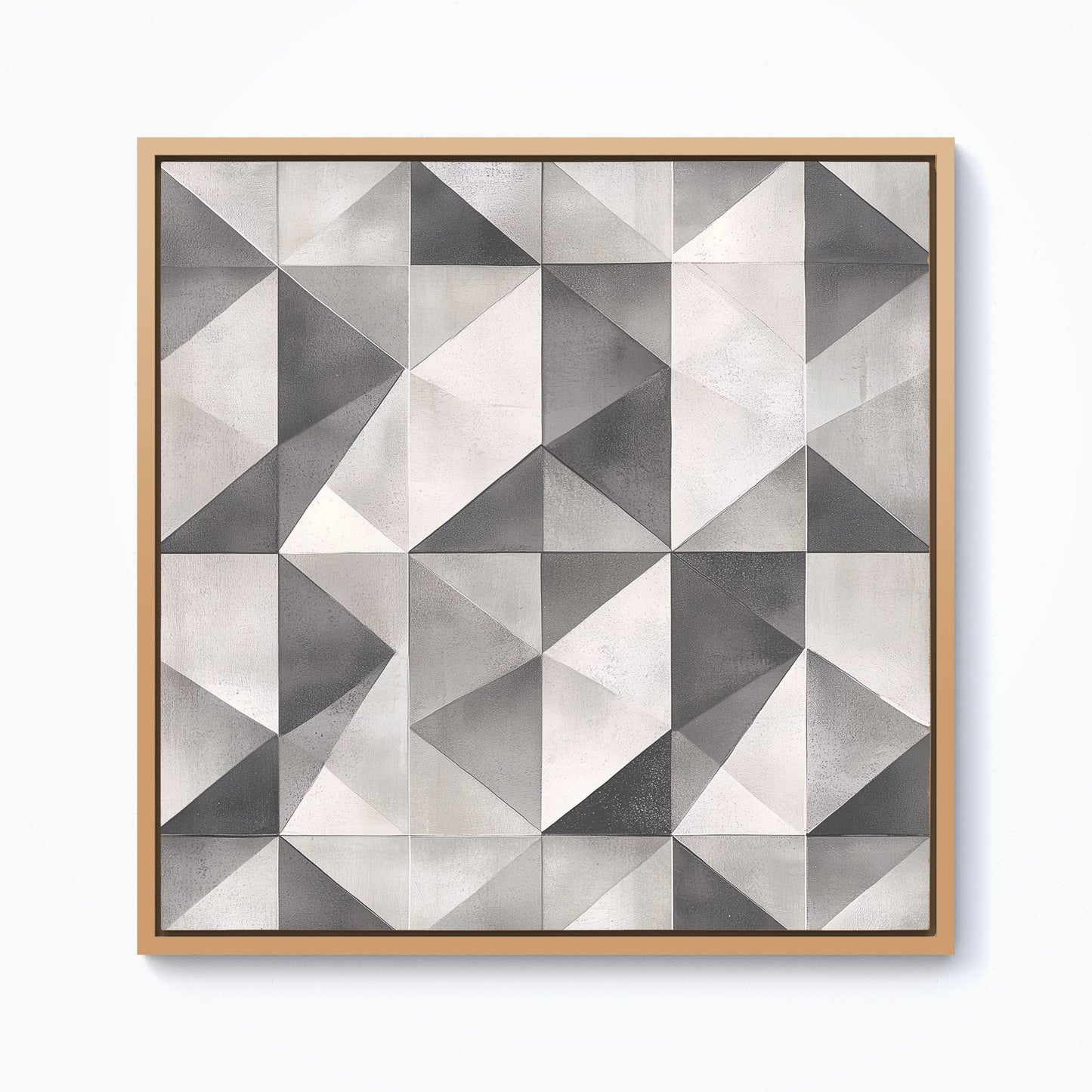 Dove Grey Geometric Pattern Framed Canvas