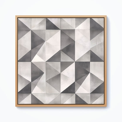 Dove Grey Geometric Pattern Framed Canvas