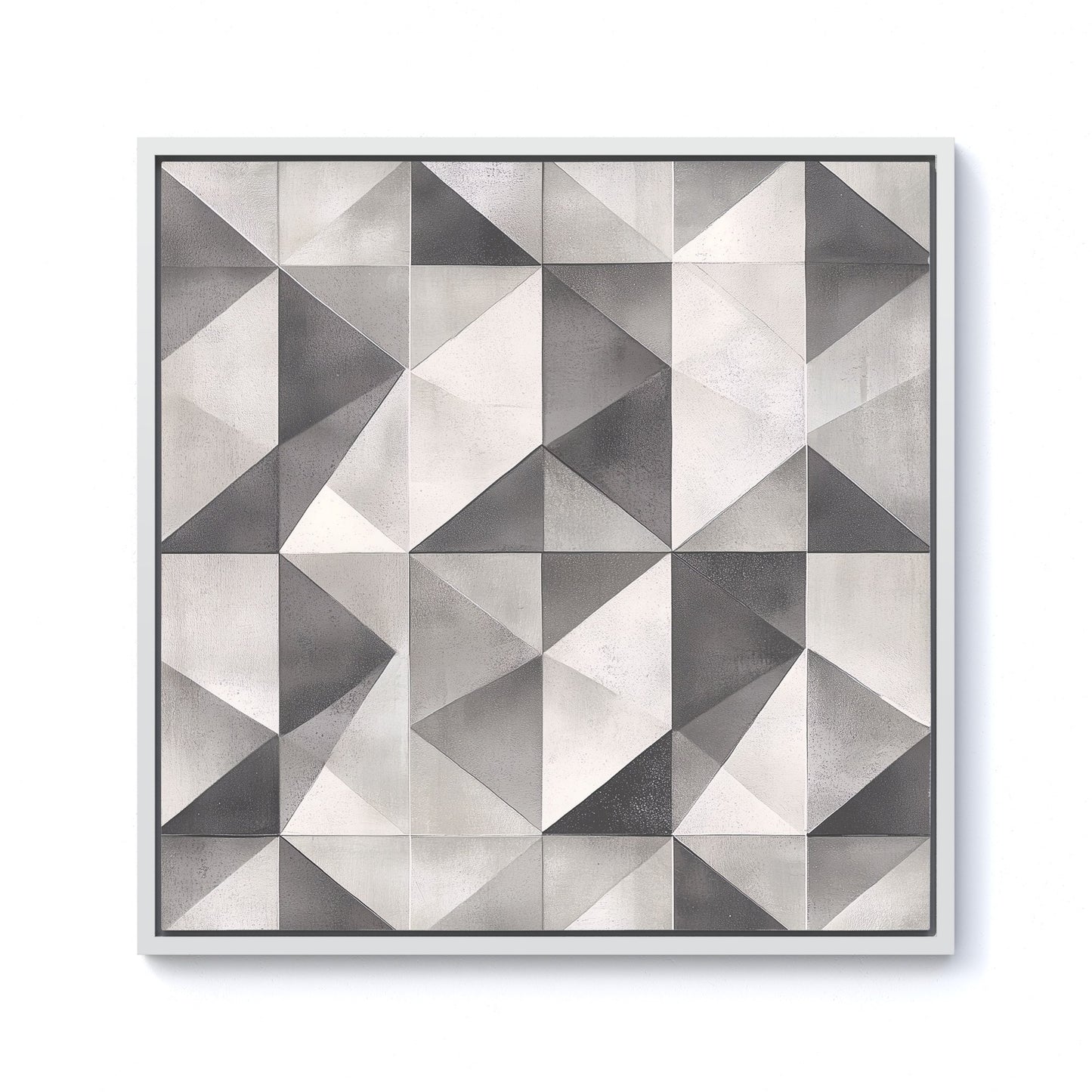 Dove Grey Geometric Pattern Framed Canvas