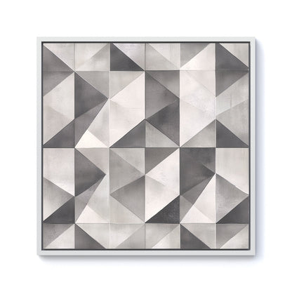 Dove Grey Geometric Pattern Framed Canvas