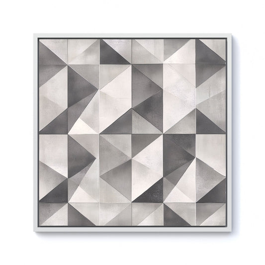 Dove Grey Geometric Pattern Framed Canvas