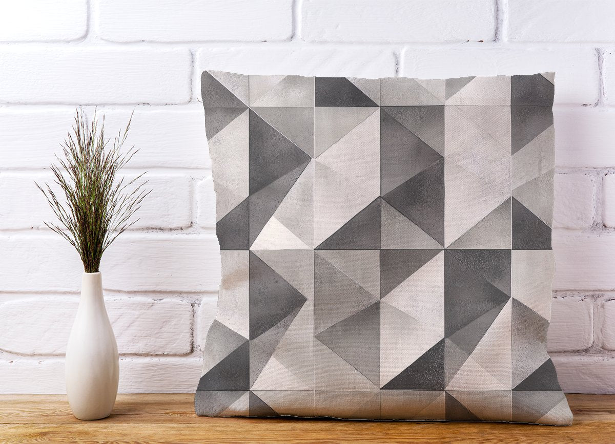 Dove Grey Geometric Pattern Cushions