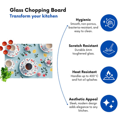 Tea Cups And Roses Chopping Board