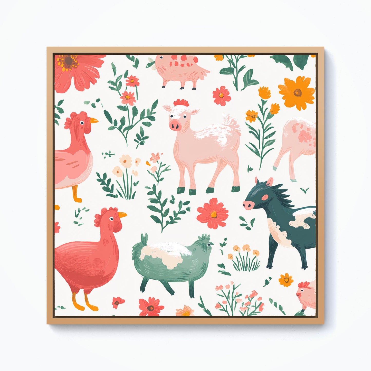 Fun On The Farmyard Framed Canvas
