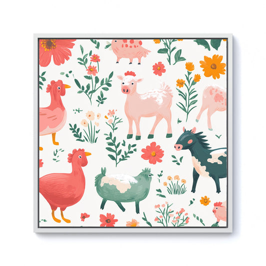 Fun On The Farmyard Framed Canvas