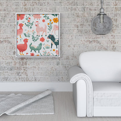 Fun On The Farmyard Framed Canvas